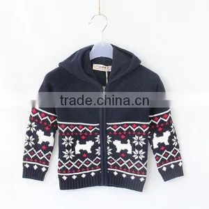 Kids Wool Sweater Hooded Xmas Knitting Cardigan thumbnail-1