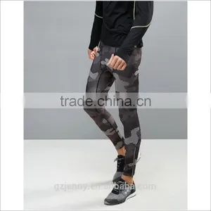 Factory Price Wholesale Men SPORT Running Tights In Black Camo thumbnail-1