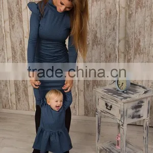 Designer Baby Frocks Mother Daughter Matching Long Sleeves Party Dress thumbnail-2