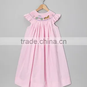 Pink Princess Smocked Angel Sleeve Dress for Girls thumbnail-1