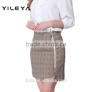 Elegant Printed Short Ladies Office Uniform Skirts With Zip Decoration thumbnail-1