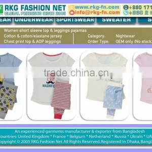 Women Cotton Jersey Short Sleeve Top & Leggings Pajamas thumbnail-1