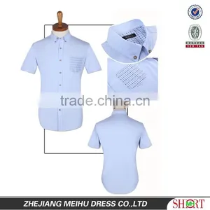 High Quality 100% Cotton New Design Men Slim Fit Short Sleeve Dress Shirt for Summer thumbnail-1