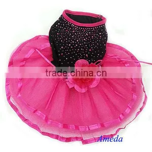 Halloween Black Hot Pink Rose Flower Bling Tutu Dog Clothes Party Dress XS-L thumbnail-1