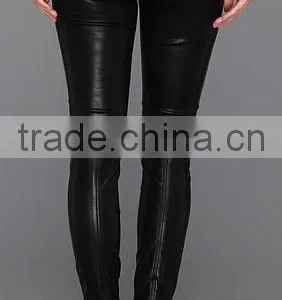 Womens Fashion Stretch Black Leather Legging thumbnail-5