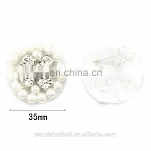New Fashionable Handsewn Alloy Rhinestone Button With Pearl for Accessories With Silver Plating thumbnail-2