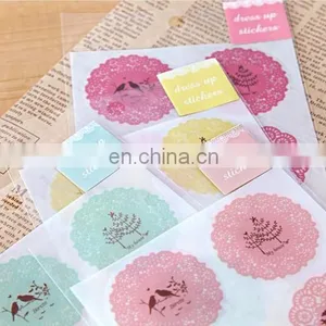 5Color Available Round Lace Gift Box/Bag Label Baking Bag Sealing Sticker Baby Shower Gift Decoration Craft Packing DIY Material thumbnail-1
