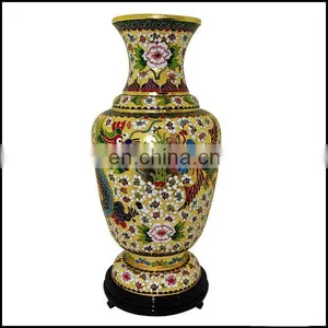 Antique Vintage Large Dragon and Phoenix Cloisonne Vase thumbnail-1