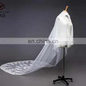 Long Ivory Lace Trim Wedding Veils 2017 White Bridal Veils Wedding Accessories thumbnail-2