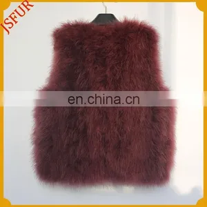 2015 Newest Design Brief Style Women Real Turkey Feather Vest Spring Coat thumbnail-4