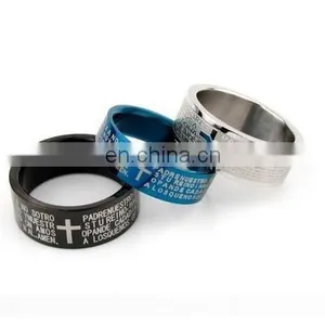 New Arrival Couple Cross Ring Bible Text Titanium Steel Jewelry Rings Women Mens thumbnail-1
