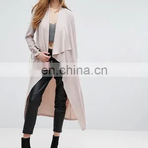 High Quality OEM Service Cheap Price Open Front 00% Polyester Women Dust Coat thumbnail-1