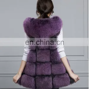 Russian Style Fox Fur Vest With Hat Real Fox Fur Gilet For Women thumbnail-3