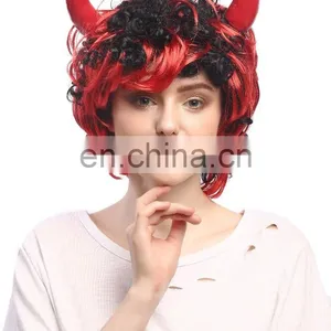 Carnival Lady's Wigs With Horns P-W194 thumbnail-4