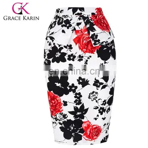 Grace Karin Occident Sexy Women Short Vintage Retro Printed Cotton Wrap Around Skirt CL008928-7 thumbnail-1