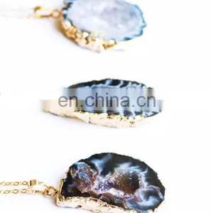 Druzy Black and Gold Agate Jewelry Necklace thumbnail-1