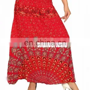 Mandala Printed Skirt and Dress Stretch Waist Ethnic Casual Skirt Bohemian Women Skirt Wrap New Women Skirt Rayon Indian thumbnail-4