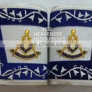 MASONIC REGALIA PAST MASTER CUFF'S WHITE BLUE thumbnail-3
