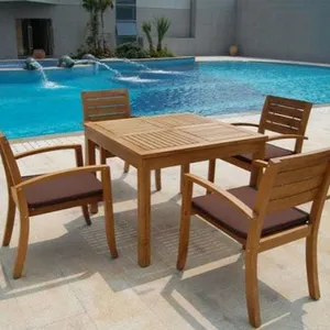 Teak Wood Lounge Chairs Coffee Shop/restaurant Weatherproof Teak Outdoor Furniture thumbnail-2