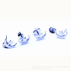 Foreign Trade Accessories, Moon and Stars, Body Piercing Stainless Steel Bow Tie Earrings Wholesale thumbnail-2