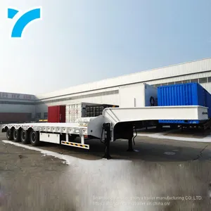 Made in China Gooseneck Low Platform Semi Low Flatbed Trailer Lowbed Truck Trailer for Sale thumbnail-2