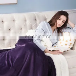 Security Outdoor Lightweight Fluffy Design Violet Sherpa Blanket For Summer thumbnail-5