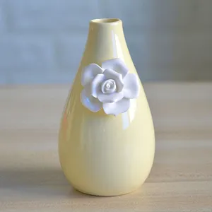 Ins Nordic Hand Made Simple Yellow Small Ceramic Flower Vase For Living Room Decor thumbnail-3