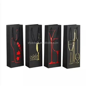 Custom Printed Crafts Paper Wine Shopping Bag With Logo thumbnail-1