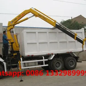 High Quality and Good Price HOWO Brand 6*4 LHD/RHD Dump Tipper Truck With Crane for Sale thumbnail-3