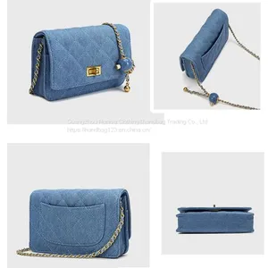 High-quality Rhombus Chain Bag Fashion Denim Small Fragrance Style Messenger Shoulder Bag thumbnail-1