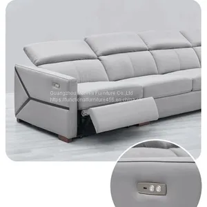 Modern Minimalist Leather Sofa Living Room L-Shaped Chaise Longue Corner Top Layer Cowhide Contact Surface Functional Sofa thumbnail-2