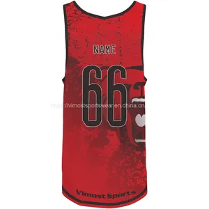 100% Polyester Cooldry Basketball Jersey Added With Red Colors thumbnail-2