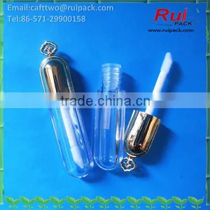 Mini Lip Gloss Tube With Gold Brush Cap, Small Transparent Lip Color Tube/container thumbnail-1