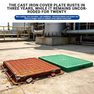 SMC Molded Fiberglass Trench Cover Anti Slip FRP Drainage Ditch Cover for Factory Use thumbnail-1