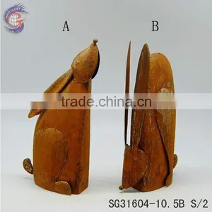 Rusty Metal Rabbit Statues Garden Decoration thumbnail-1