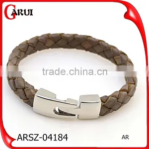 2016 Beautiful Promotion Cow Leather Wrist Band Mens Bracelet thumbnail-1