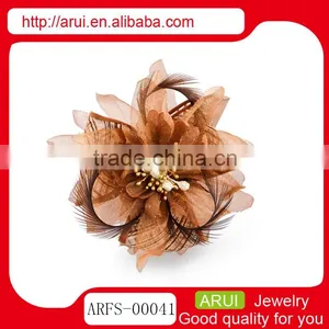 Wholesale China Hair Accessory Brown Feather Hair Flower Cips thumbnail-1