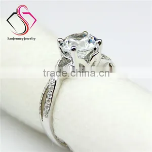 Round Brilliant Cut Forever Classic Moissanite 2CT 8.0mm Center 14k 18k White Yellow Gold Diamond Engagement Ring thumbnail-3