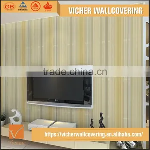 Professional Manufacturer Eco-Friendly Classic Stripe Style Style PVC Material Panel Effect Wallpaper thumbnail-1