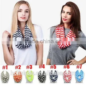 Wholesale Neon Striped Women Loop Infinity Circle Scarf thumbnail-1