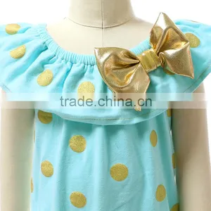 Summer 2016 Cotton Knit Aqua Gold Dots Romber Design for BBaby Girl thumbnail-4