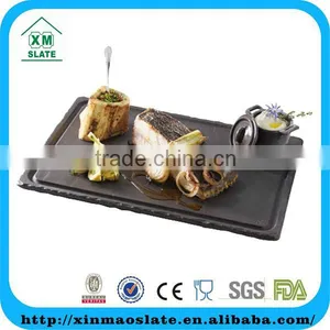 [factory Direct] 30x20cm Natural Edge Grooved Rectangle Slate Plate Item CP-3020RD2AN thumbnail-1