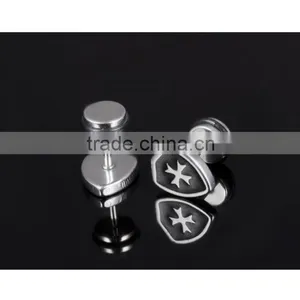 2016 Fashion Stainless Steel Body Jewelry Catholic Shape Catholic Cross Male Earring thumbnail-3
