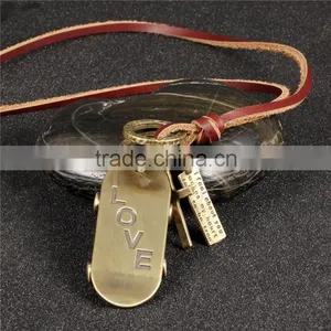 Men Style Fashion Engraving Love Genuine Leather Alloy Pendant thumbnail-3