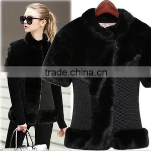 2015 European Style Women's Thickening Warm Short Sleeves Imitation Fur Coat thumbnail-1