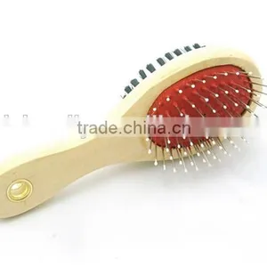 Double Head Pet Brush in Wood Timber Handle thumbnail-1