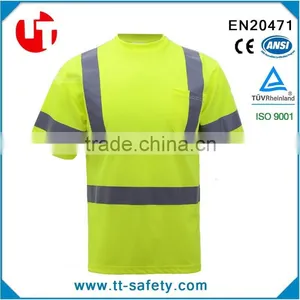 China Yellow Safety Reflective Short Sleeve High Visibility Shirts Wholesale thumbnail-1