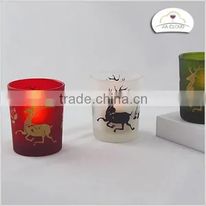 Decal Glass Candle Holder Colored Candle Jars Glass thumbnail-1