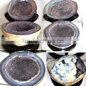 Natural Rock Agate Quartz Crystal Geode thumbnail-1