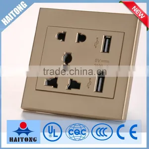 Electric Wall Light Switch With Double USB Hole for Home the Gold Cover thumbnail-1